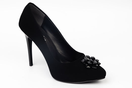 Pantofi dama piele eco calitate premium KARIN 21 N vel cu cristale negre