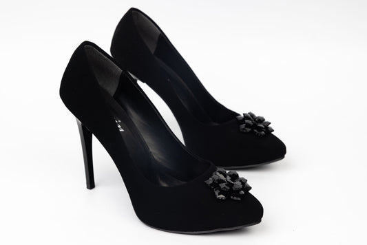 Pantofi dama piele eco calitate premium KARIN 21 N vel cu cristale negre