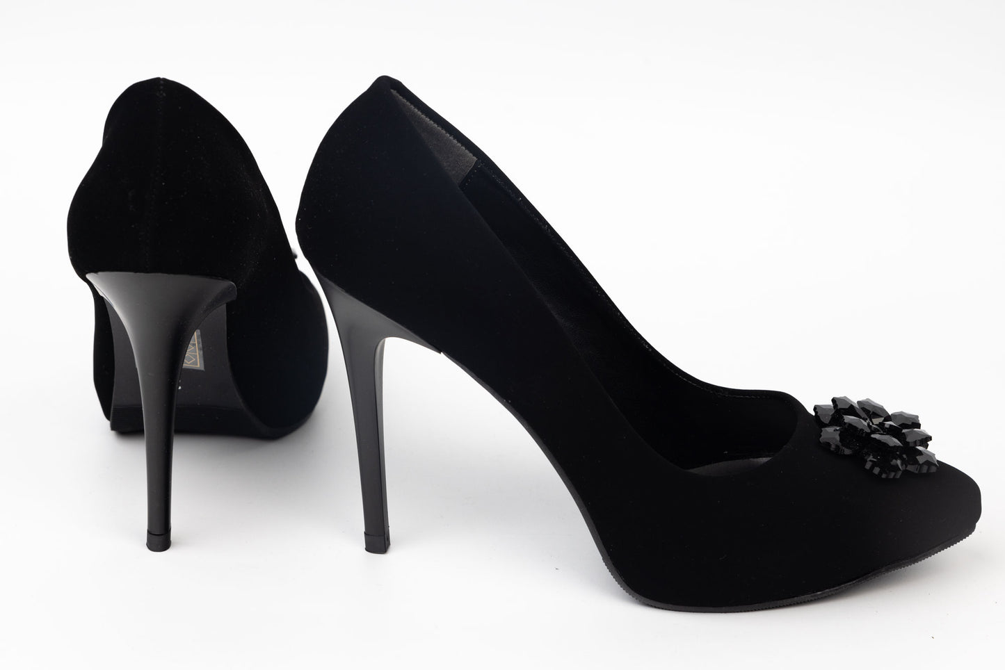 Pantofi dama piele eco calitate premium KARIN 21 N vel cu cristale negre