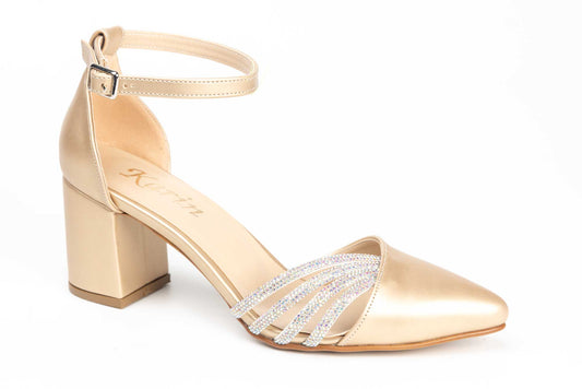 Pantofi dama decupati din piele eco  KARIN 17 auriu box