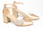 Pantofi dama decupati din piele eco  KARIN 17 auriu box