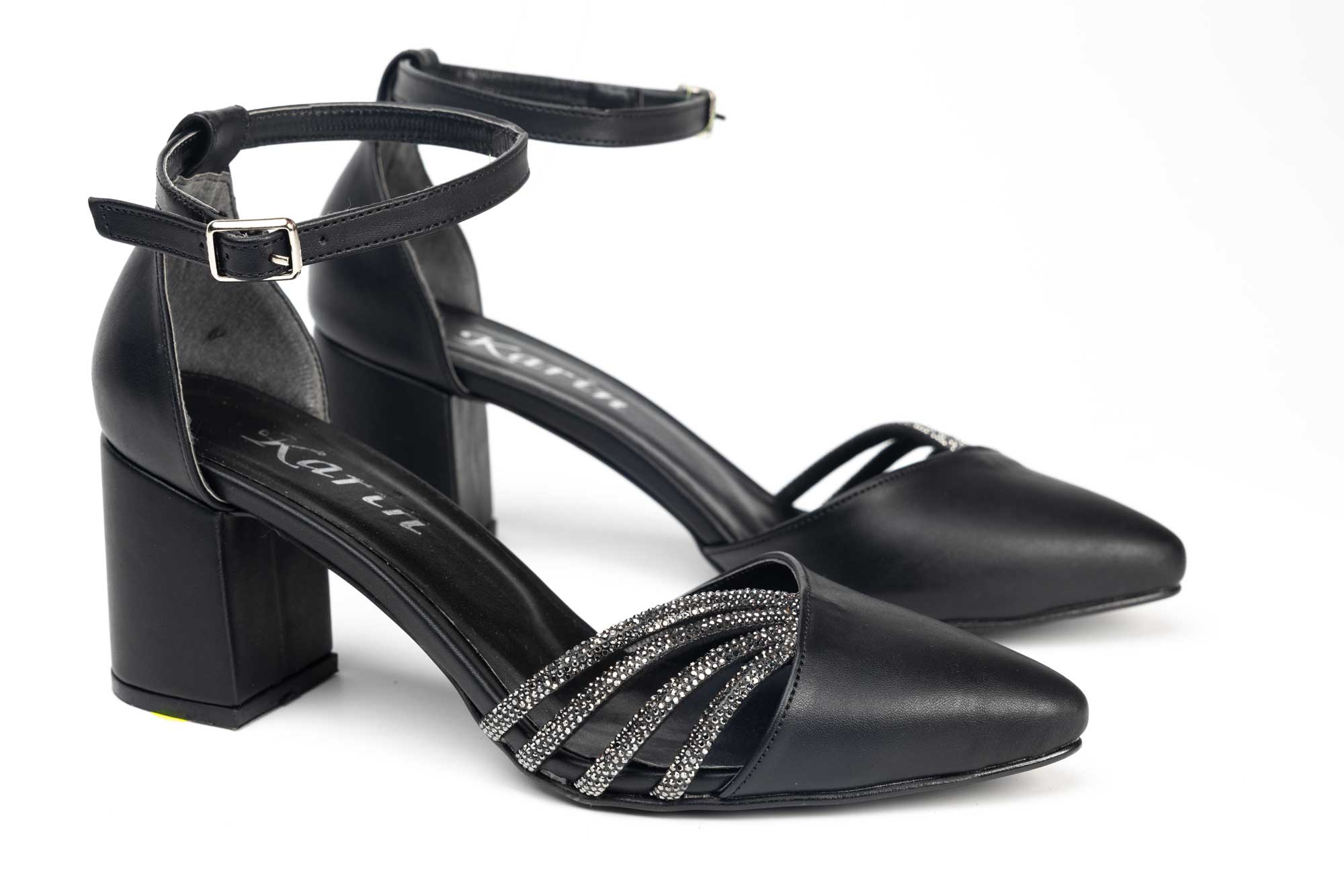 Pantofi dama decupati din piele eco 17 negru box
