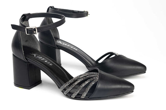 Pantofi dama decupati din piele eco  KARIN 17 negru box
