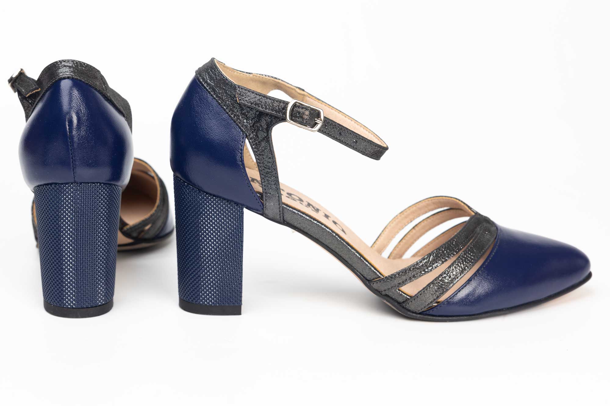 Pantofi dama decupati din piele naturala ANTONIO 34216 bleu petrol