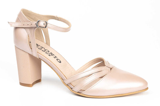 Pantofi dama decupati din piele naturala ANTONIO 34216 grei sidef