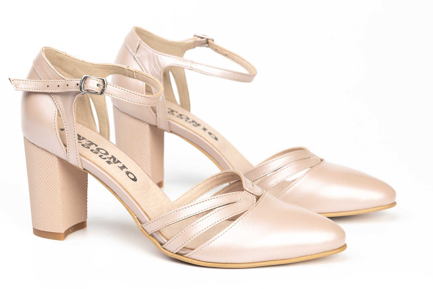 Pantofi dama decupati din piele naturala ANTONIO 34216 grei sidef