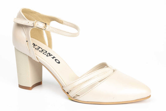 Pantofi dama decupati din piele naturala ANTONIO 34216 bej