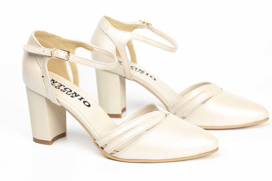 Pantofi dama decupati din piele naturala ANTONIO 34216 bej