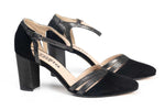 Pantofi dama decupati din piele naturala ANTONIO 34216 negru ant argintiu