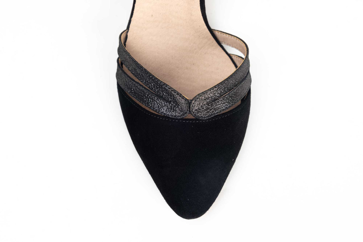 Pantofi dama decupati din piele naturala ANTONIO 34216 negru ant argintiu