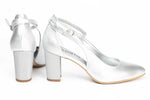 Pantofi dama decupati din piele naturala ANTONIO 31216 argintiu