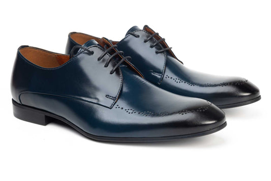 Pantofi barbati din piele naturala CONHPOL 8166 bleu box