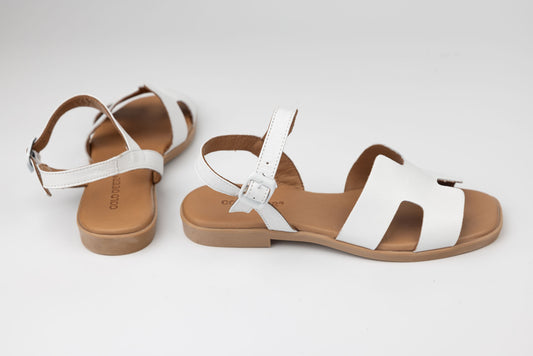 Women's genuine leather sandals GOLD DEER 1317 White