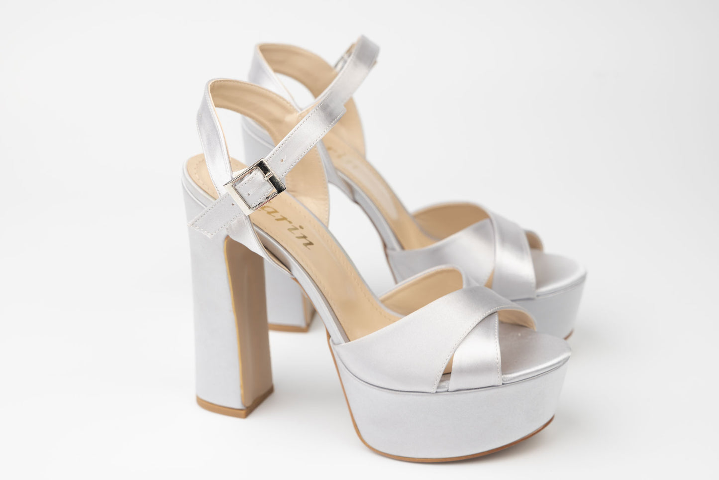 Sandale dama piele ecologică premium  KARIN 7171 Argintiu saten