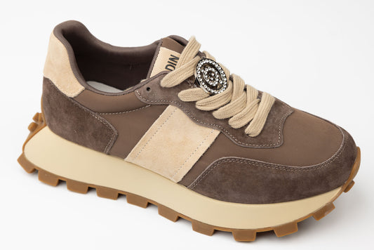 Adidasi dama piele naturală cu textil GOODIN 112 Maro