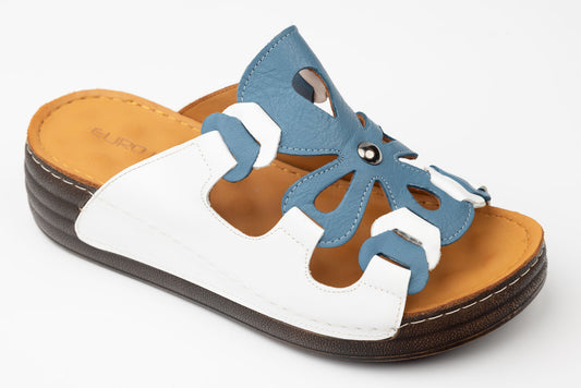 Saboti dama piele naturală LSD 216 Alb blue