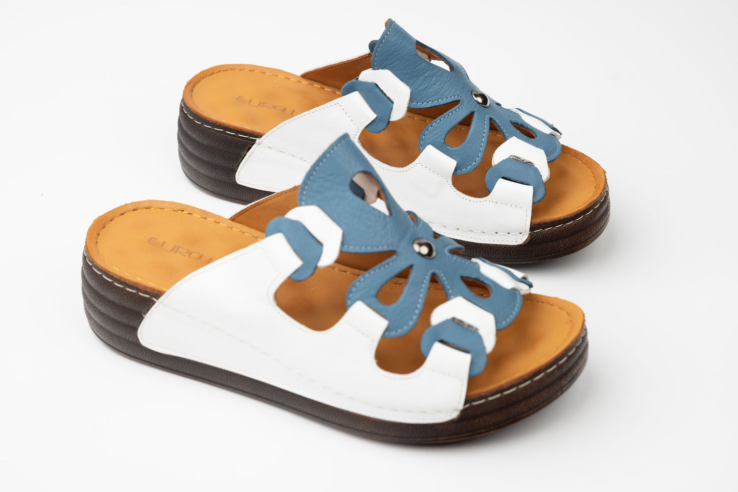 Saboti dama piele naturală LSD 216 Alb blue