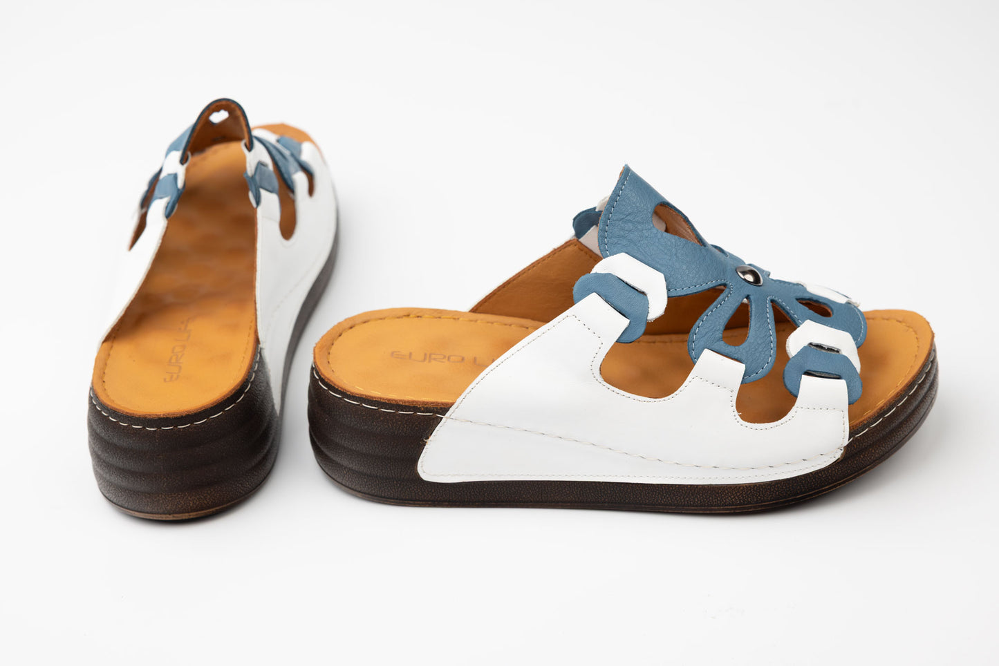 Saboti dama piele naturală LSD 216 Alb blue