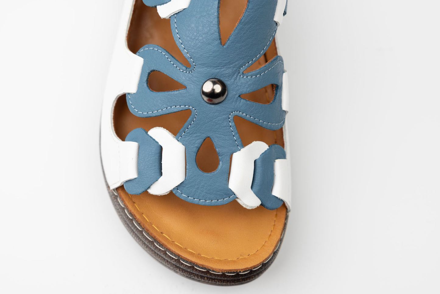 Saboti dama piele naturală LSD 216 Alb blue