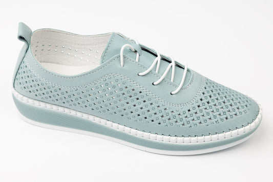 Pantofi dama piele naturală perforata GREEN SPORT 110 Verde
