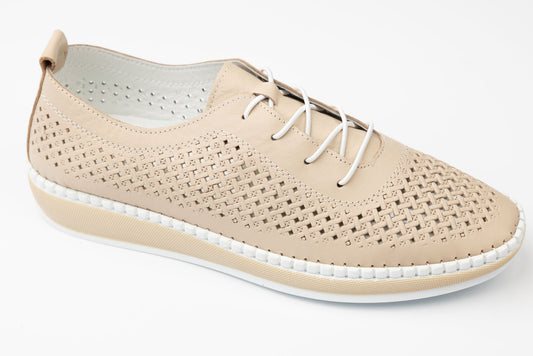 Pantofi dama piele naturală perforata GREEN SPORT 110 Bej