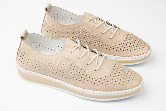 Pantofi dama piele naturală perforata GREEN SPORT 110 Bej