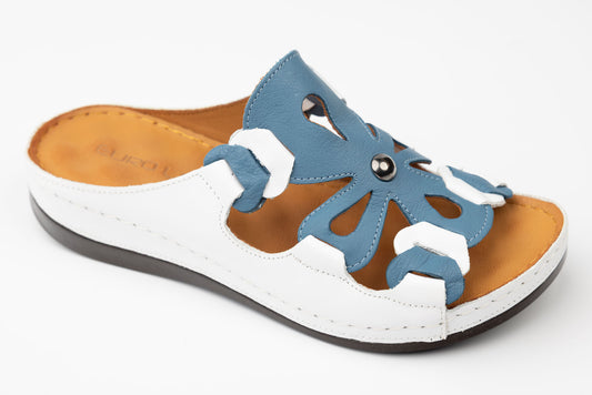 Saboti dama piele naturală LSD 303 Alb blue