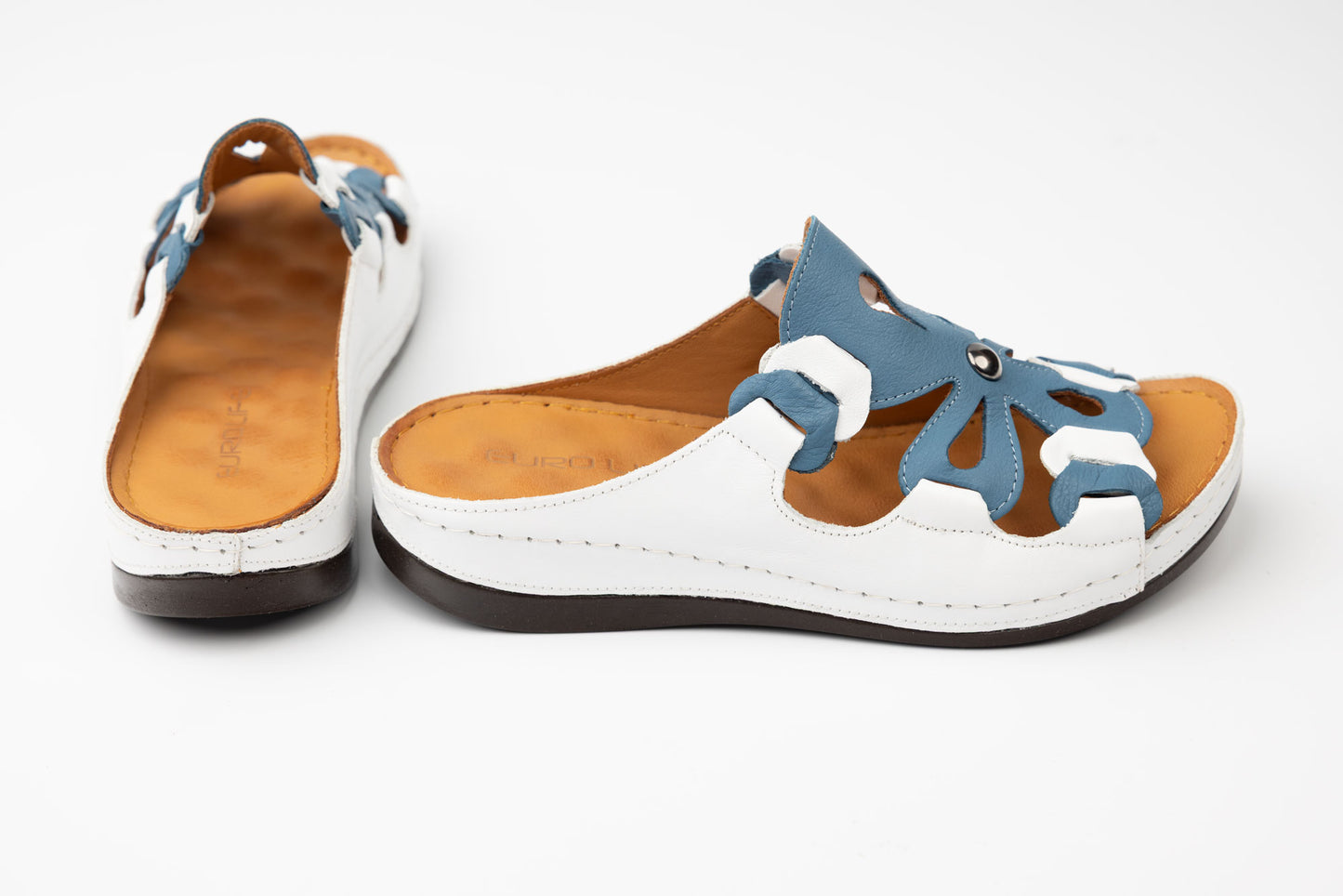 Saboti dama piele naturală LSD 303 Alb blue