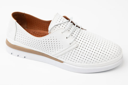 Pantofi dama piele naturală perforata DONNA STYL sport 2093 Alb