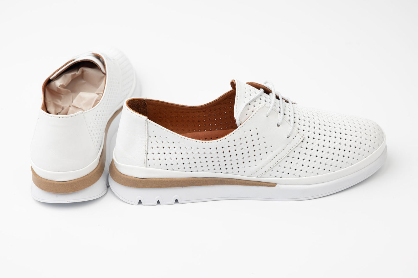 Pantofi dama piele naturală perforata DONNA STYL sport 2093 Alb