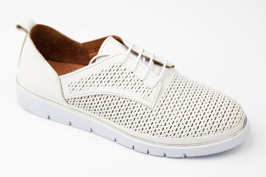 Pantofi dama piele naturală perforata DONNA STYL sport 500 Alb