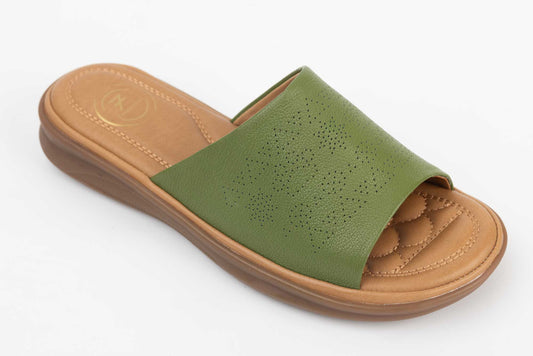 Slapi dama piele naturala 50028 Verde