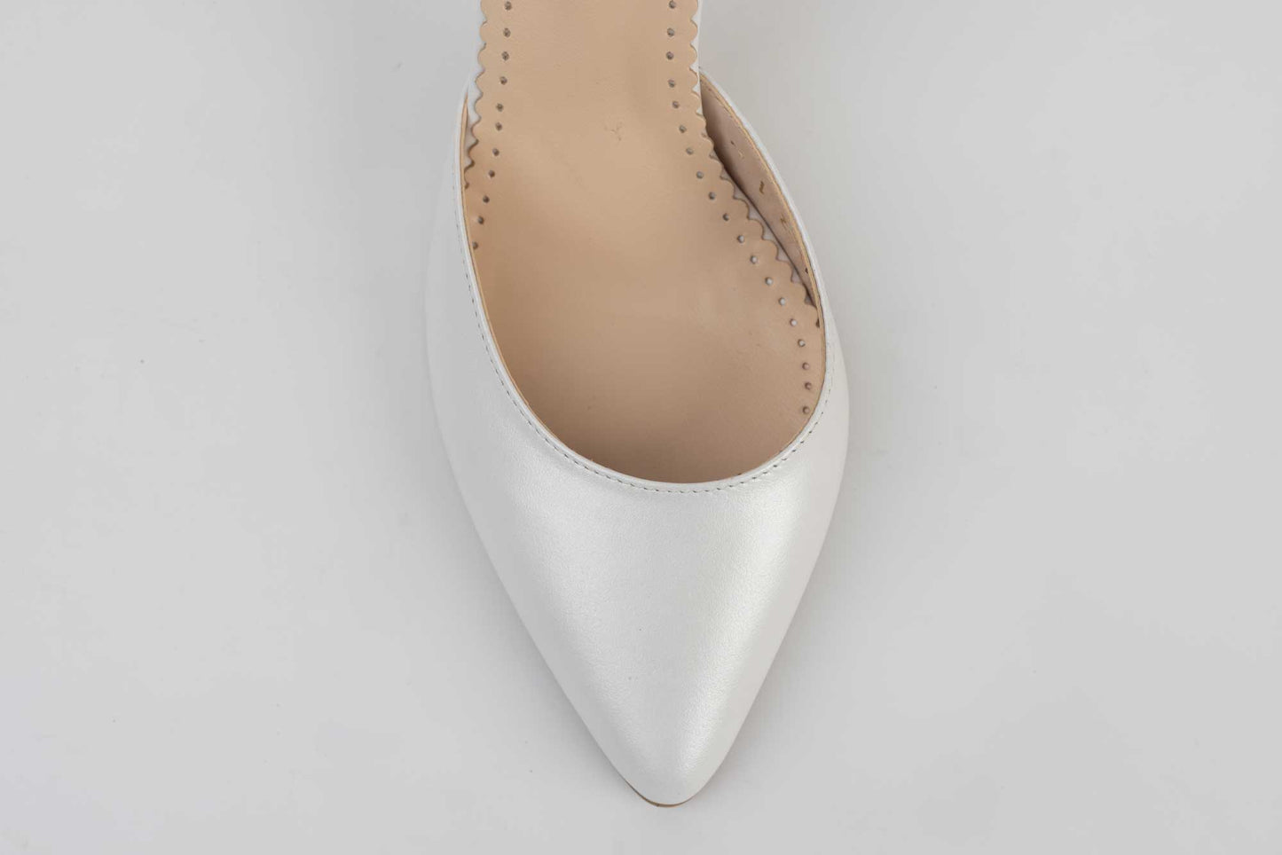Pantofi mireasa decupați piele naturală PERLA 3314 Alb sidef