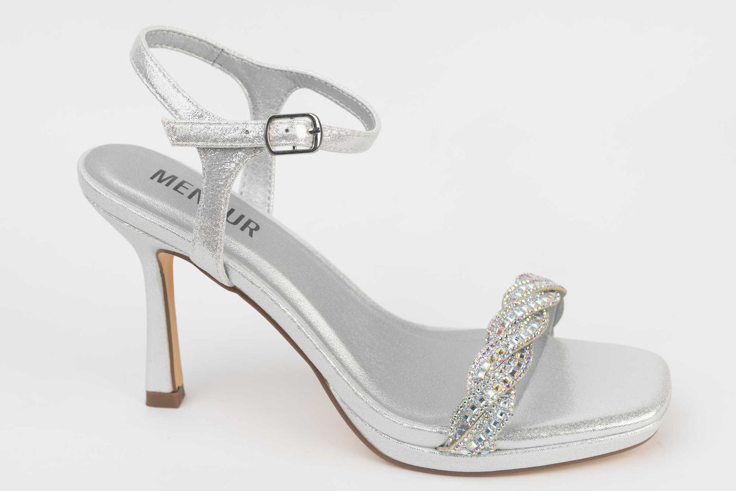 Women's sandals made of eco-leather MENBUR 24796 Silver