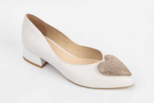 Pantofi mireasa balerin de dama din piele naturala KORDEL 2658 Alb
