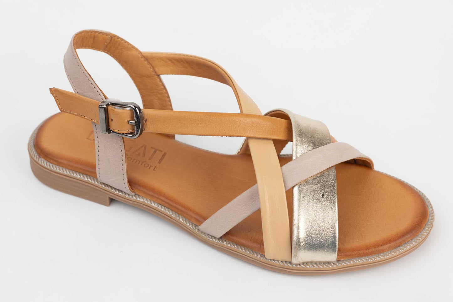 Women's sandals natural leather DOGATI 406 Gold Multi