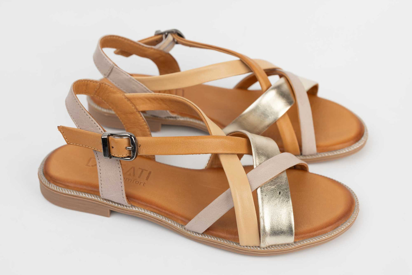 Women's sandals natural leather DOGATI 406 Gold Multi