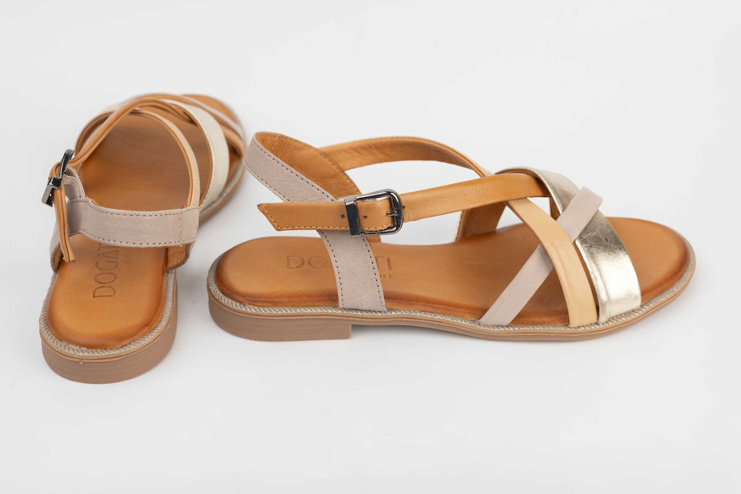 Women's sandals natural leather DOGATI 406 Gold Multi