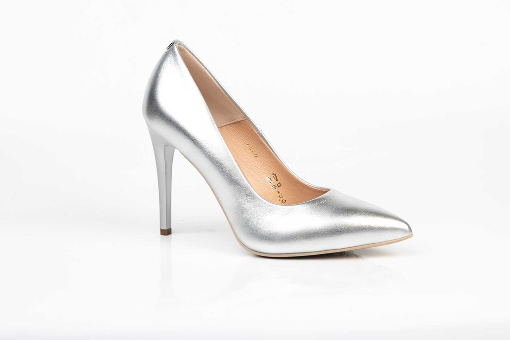 Pantofi de dama din piele naturală SALA 1810 argintiu