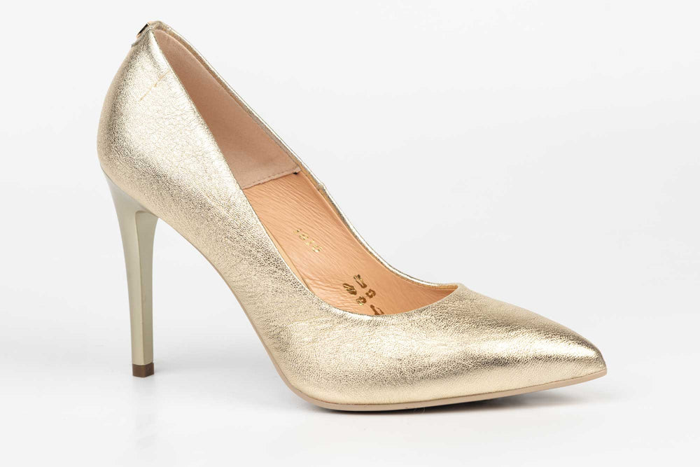 Pantofi de dama din piele naturală SALA 1810 auriu cristal