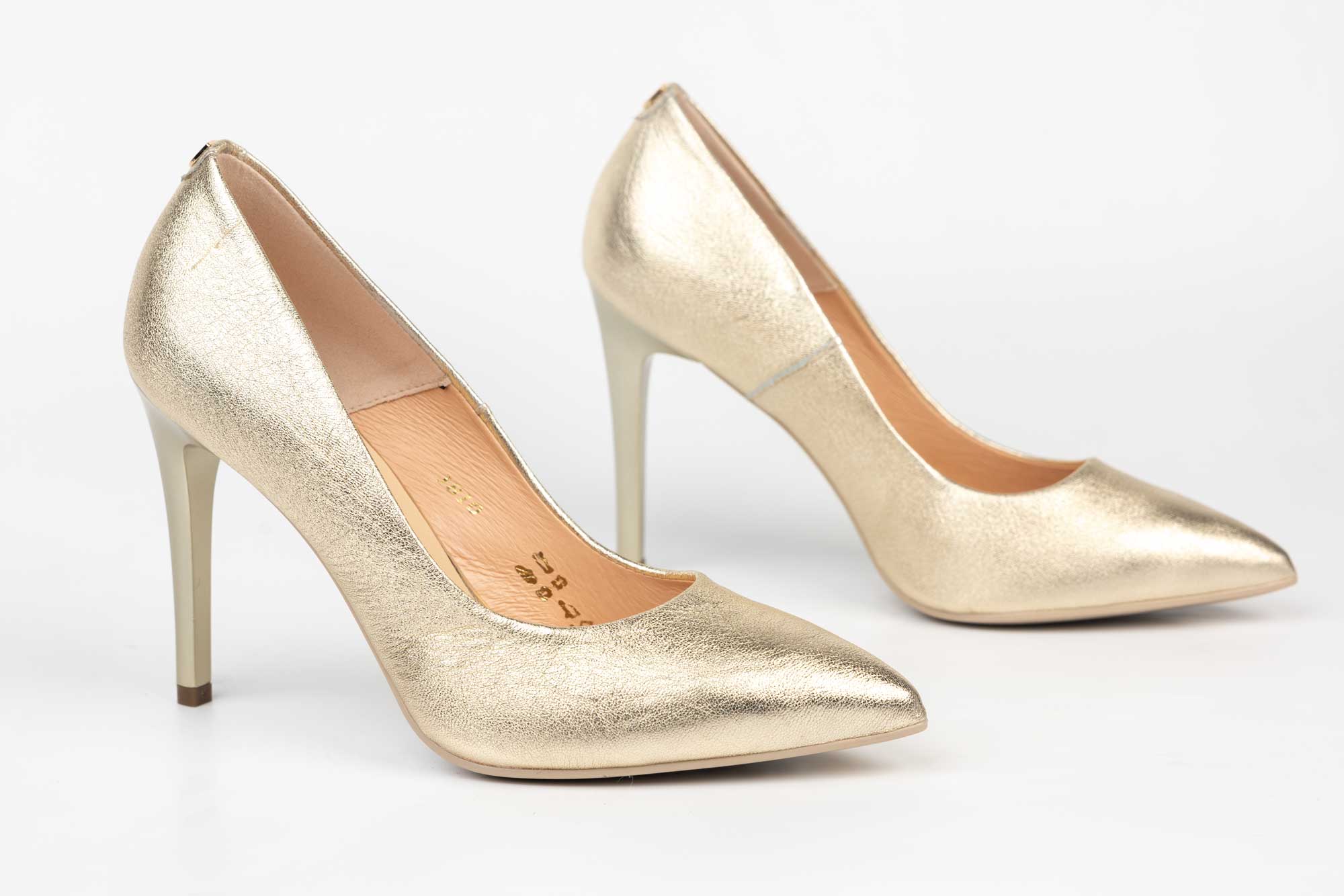 Pantofi de dama din piele naturală SALA 1810 auriu cristal