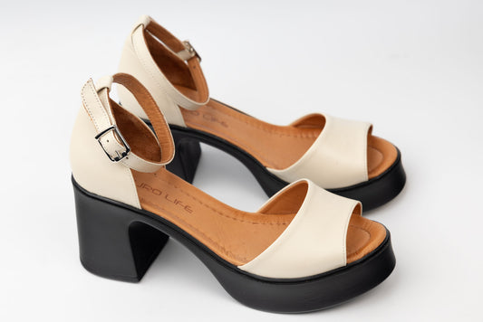 Women's genuine leather sandals LSD 325 Beige