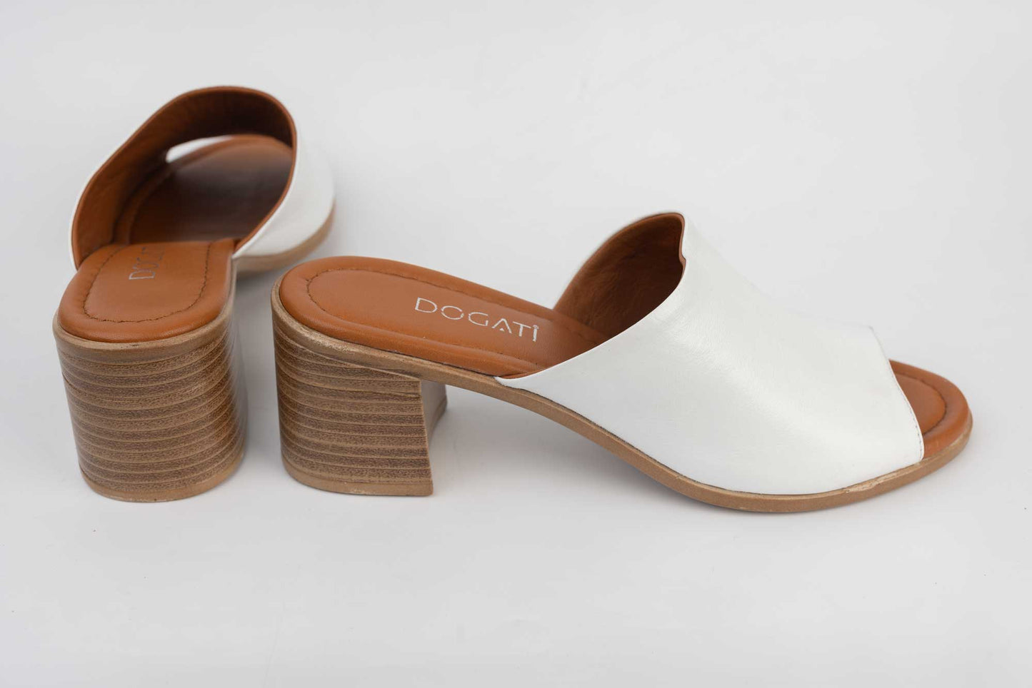 Women's genuine leather clogs 1107 White