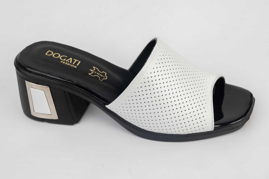 Women's clogs made of natural leather DOGATI 9516 White