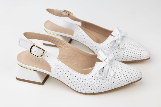 Pantofi dama piele naturală perforata LSD 1250 Alb