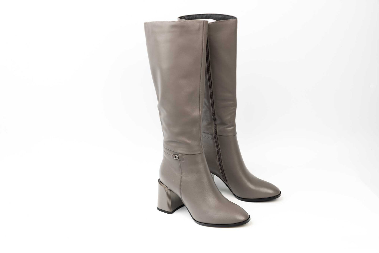 Elegant women's boots made of genuine leather FEELING 2353 Khaki