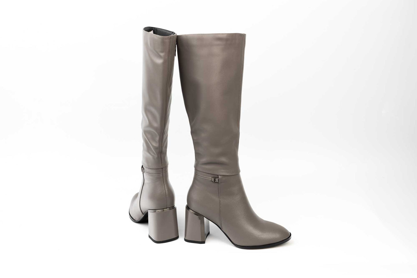 Elegant women's boots made of genuine leather FEELING 2353 Khaki