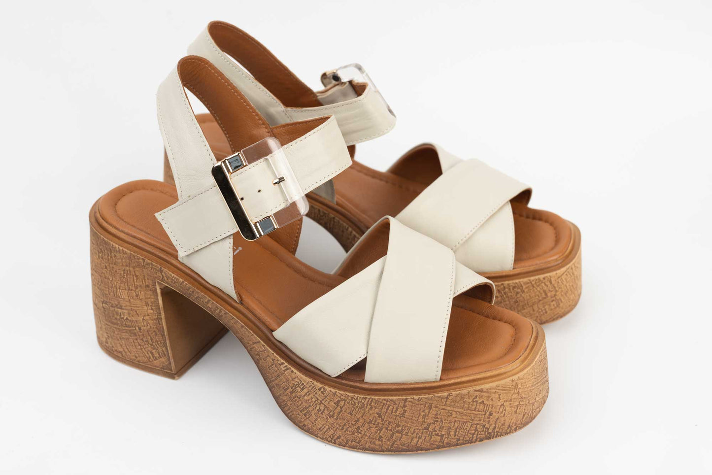 Women's casual sandals made of natural leather DOGATI 1409 Beige 