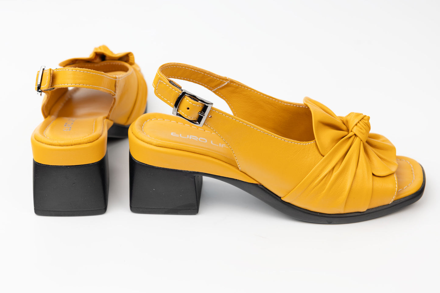 Women's sandals made of genuine leather 1019 Yellow