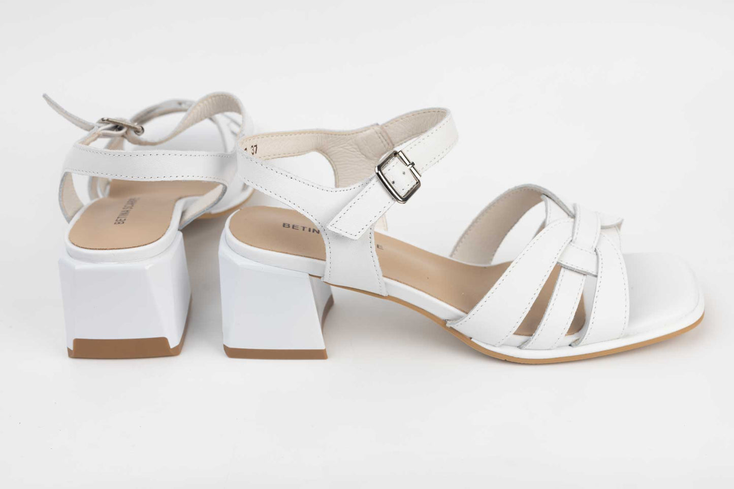 Women's casual sandals made of natural leather BETINA C 7 White